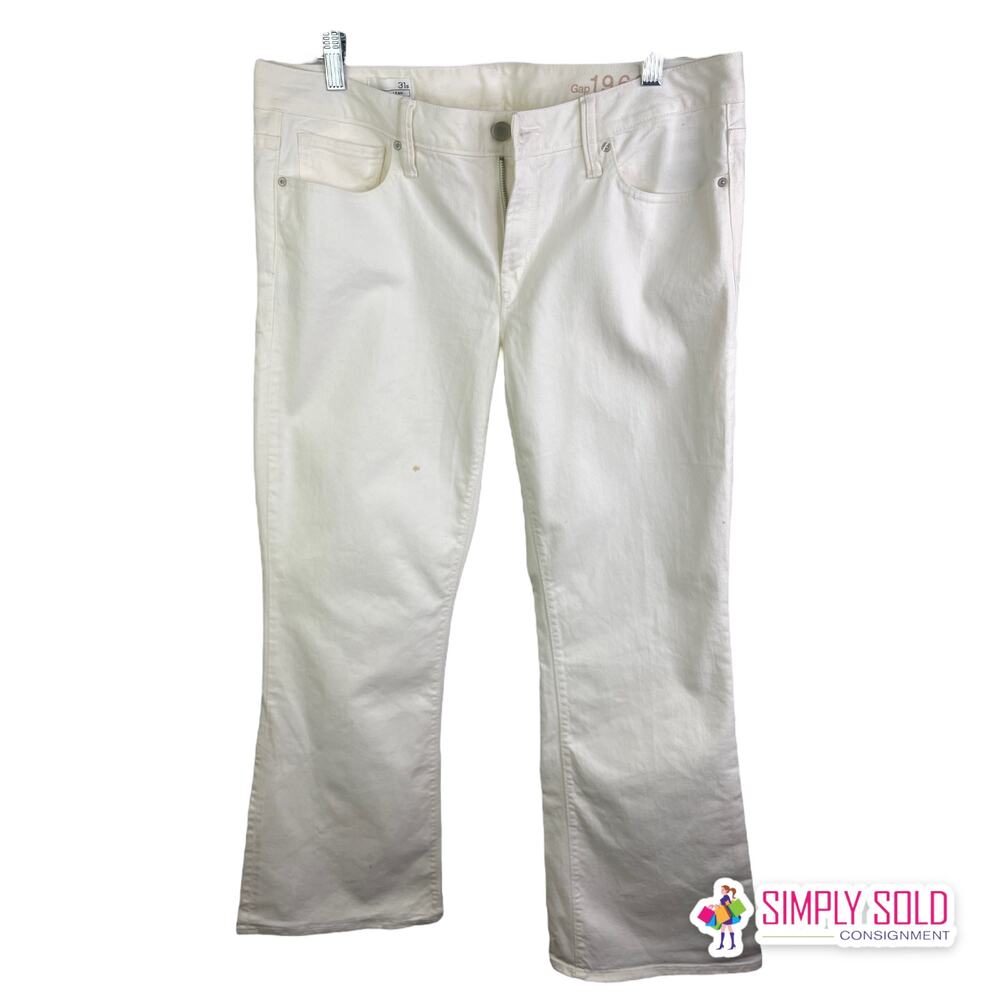 Gap 1969 Women Sz‎ 31s Long And Lean Bootcut Creamy White Jeans Cotton Mid-Rise